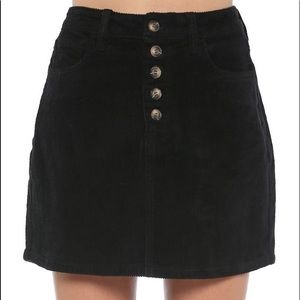 Black High Rise Corduroy Mini Skirt